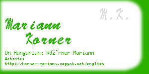 mariann korner business card